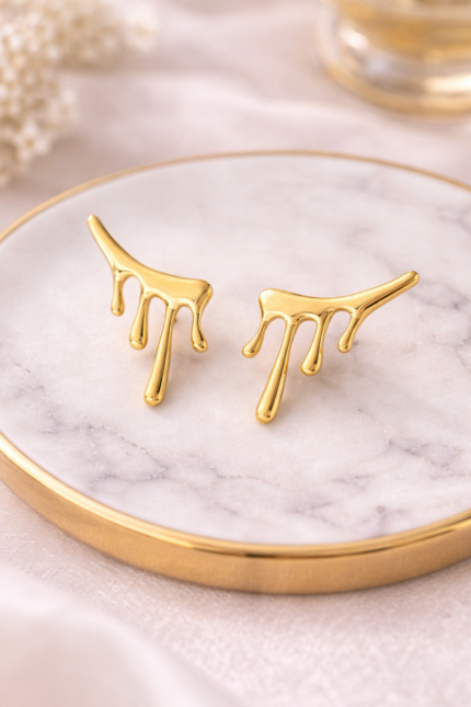 Golden Drip Stud Earrings