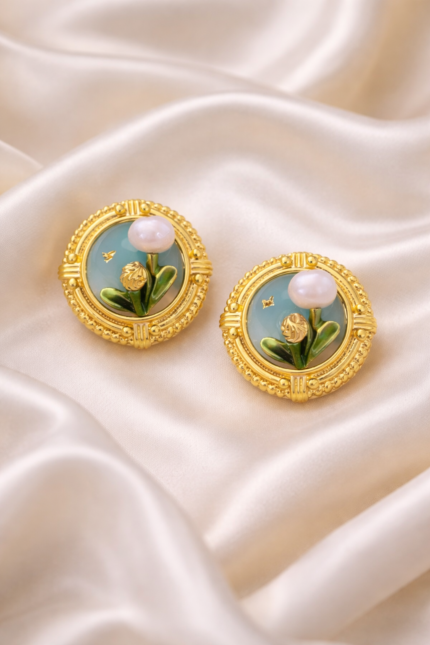 K-Flower Pearl Studs